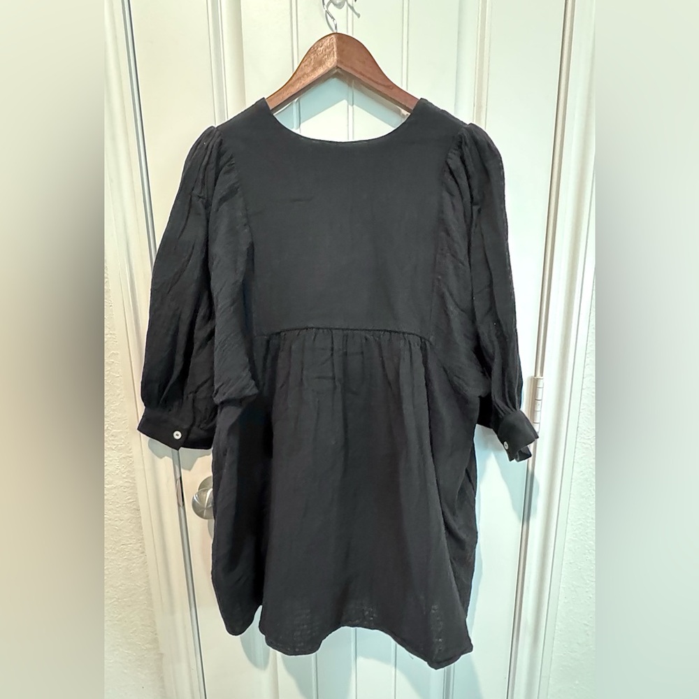 Pomander Place Black Gauze Millie Dress Womens Sz Small 100% Cotton - Picture 8 of 13
